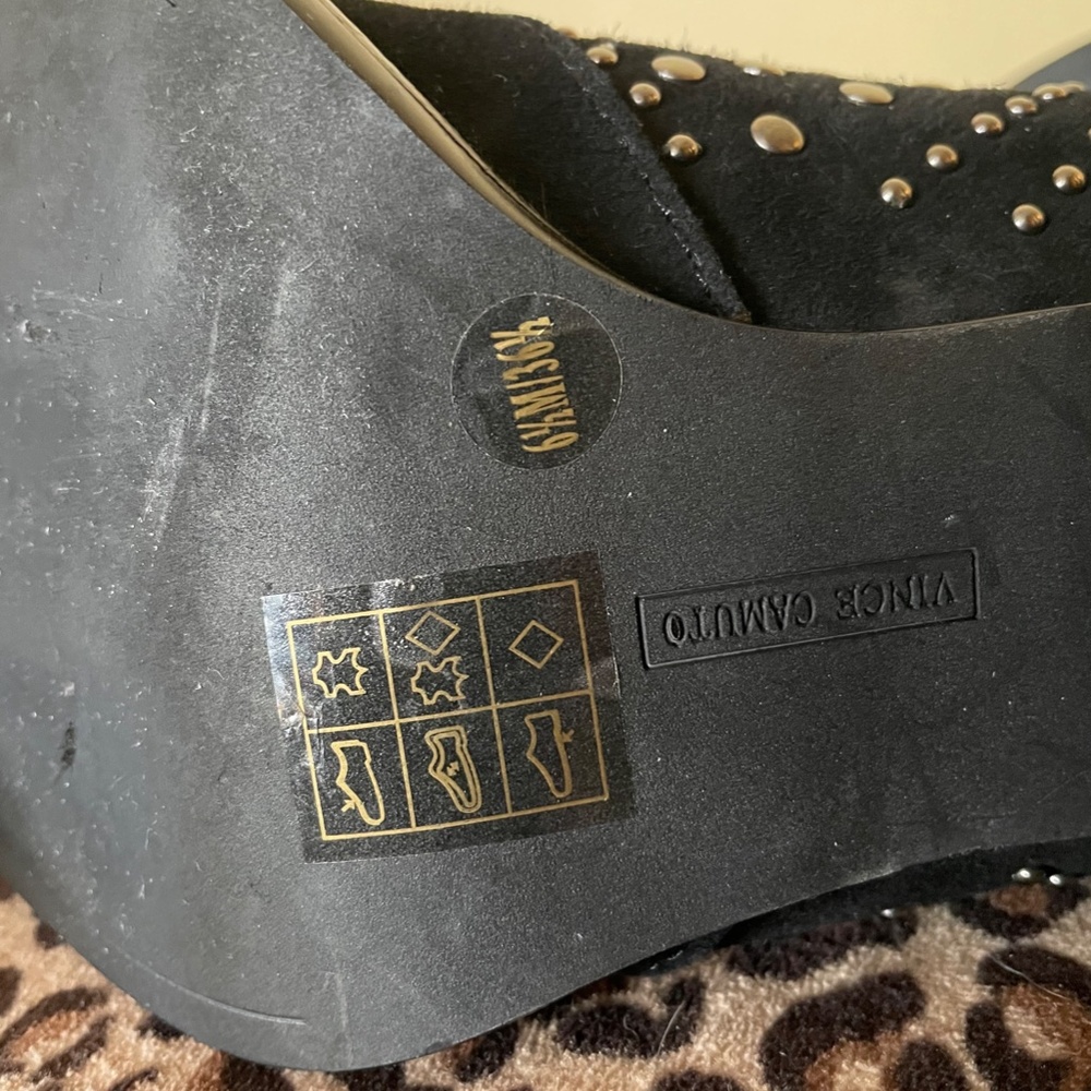 Vince Camuto “Tippie” Black Suede Leather Silver Stud Ankle Bootie Boots - Picture 14 of 16